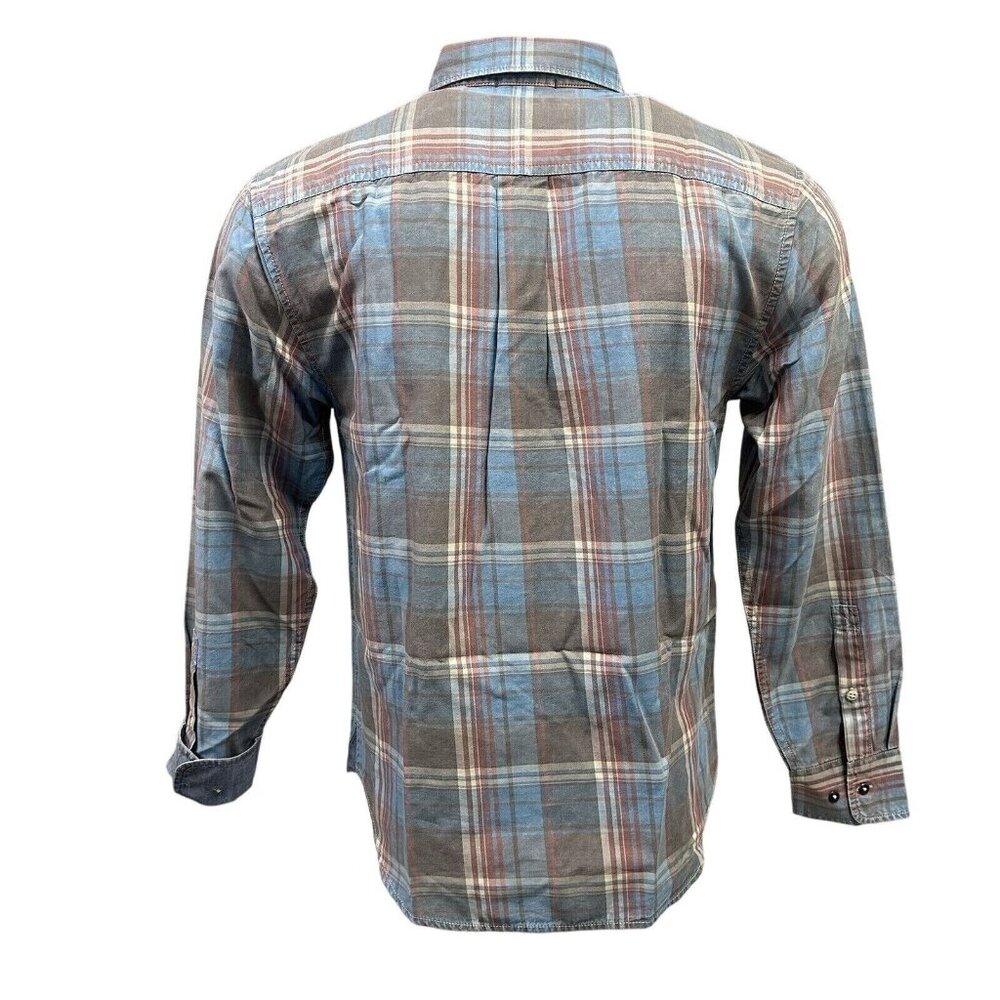 Tommy Bahama Men's XLT Fog Gray Distressed Fresno Plaid Reverse Print Shirt - Picture 2 of 10